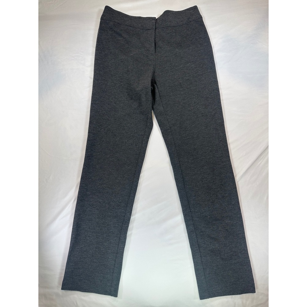 Laura Ashley Womens Gray Heather Pull On Straight Leg Dress Pants Size 10